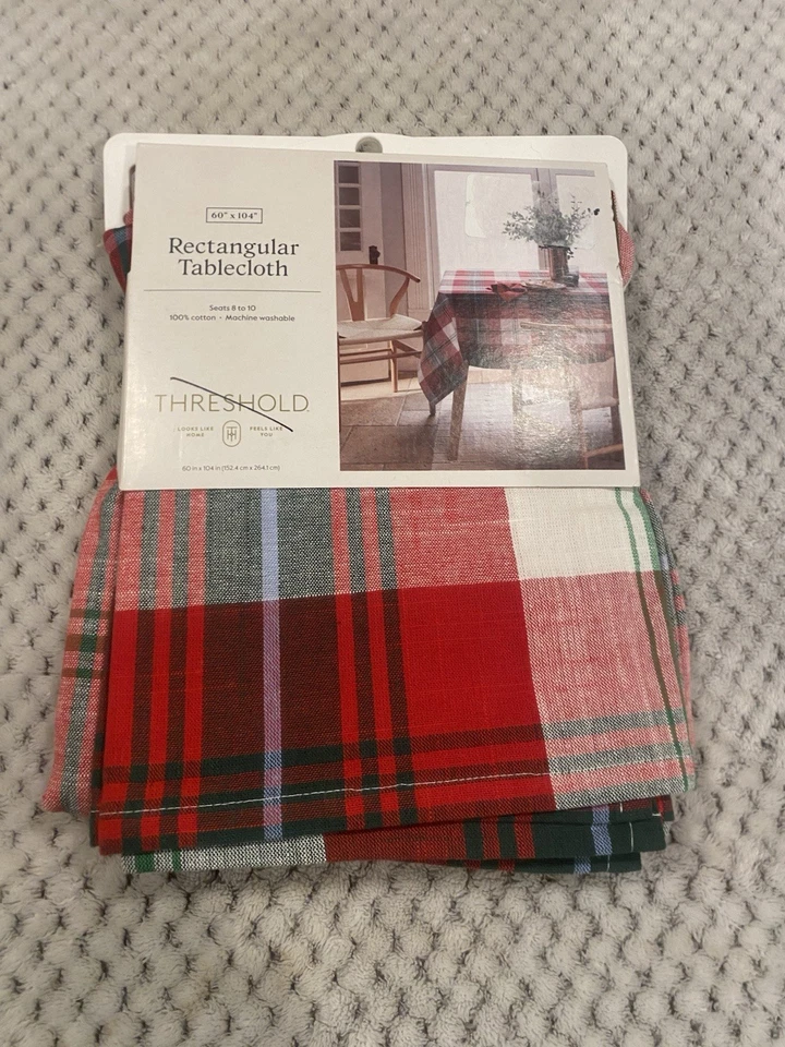 Christmas Plaid Tablecloth - Threshold Rectangular 60 X 104 Inch NWT - Image 2 of 4