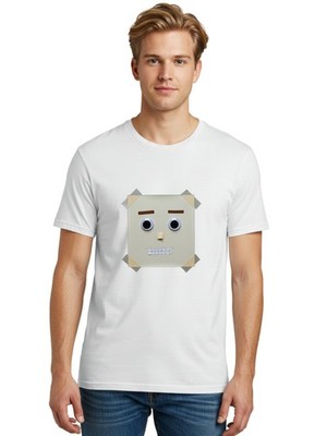 Cardboard-Face Mens Graphic Tee, 100% Cotton, Casual Summer Wear