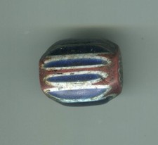 African Trade beads Vintage Antique Venetian glass 7 layer chevron blue  30x25mm