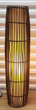 Rattan-Bamboo-Linen Mid Century Floor Lamp, Franco Albini Style from the 1960s