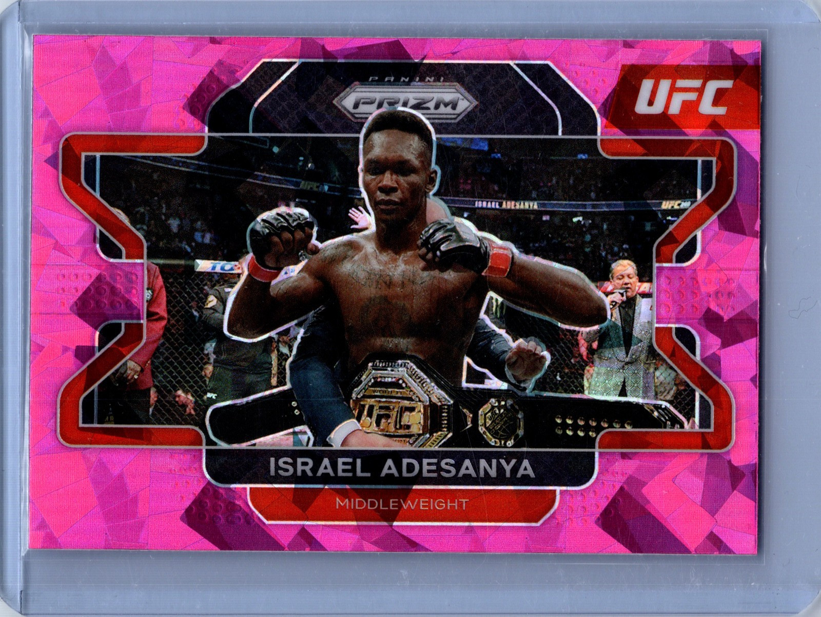 ISRAEL ADESANYA 2022 PANINI PRIZM UFC PINK CRACKED ICE NO. 23