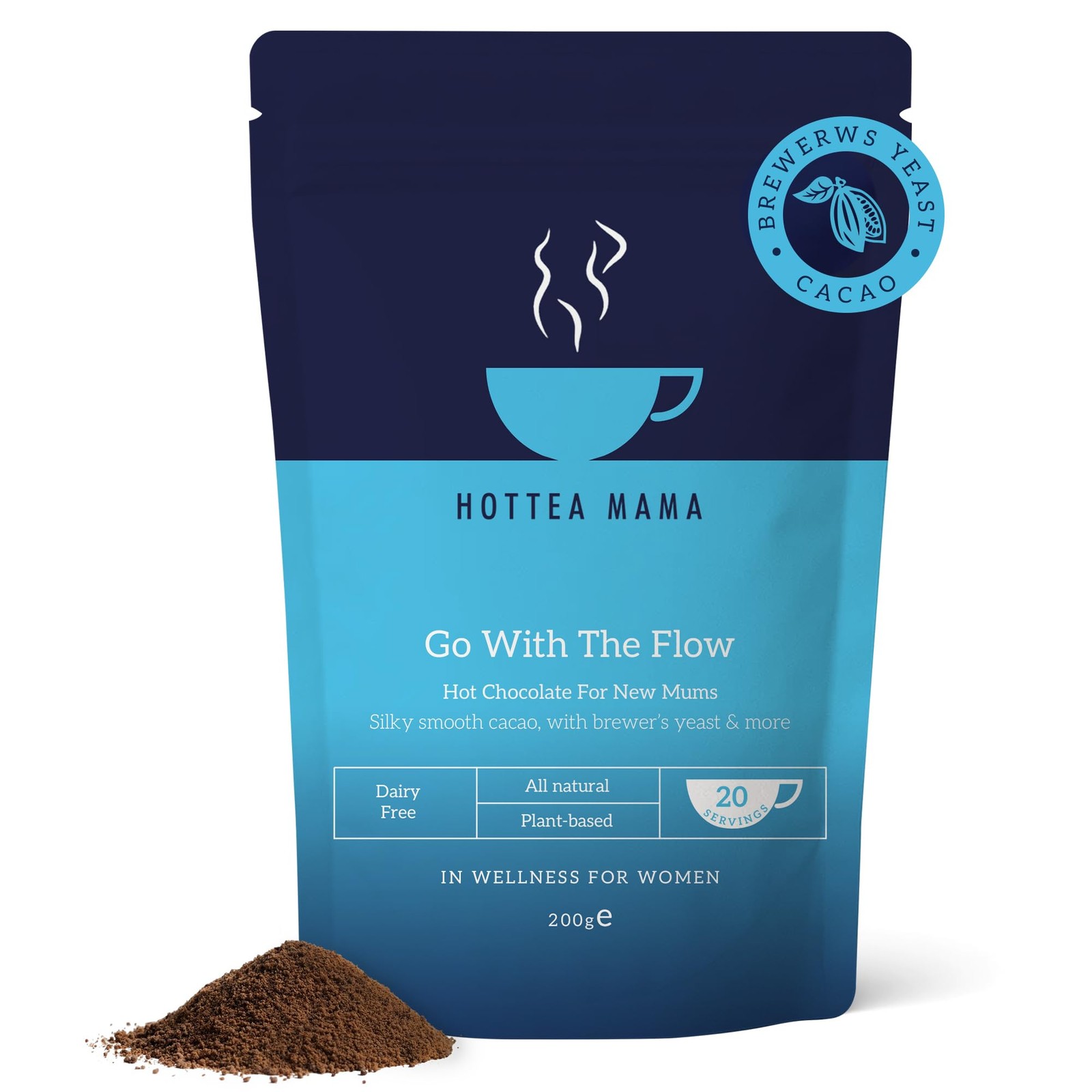 HOTTEA MAMA | Go With The Flow | Breastfeeding Support Hot Chocolate | 41% Cacao | Brewer’s Yeast | 200g (20 mugs of hot chocolate) - Image 2