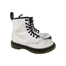 Dr. Martens Kid's Boots Size US 1 White Leather Combat Zip Lace-Up Doc's Boot