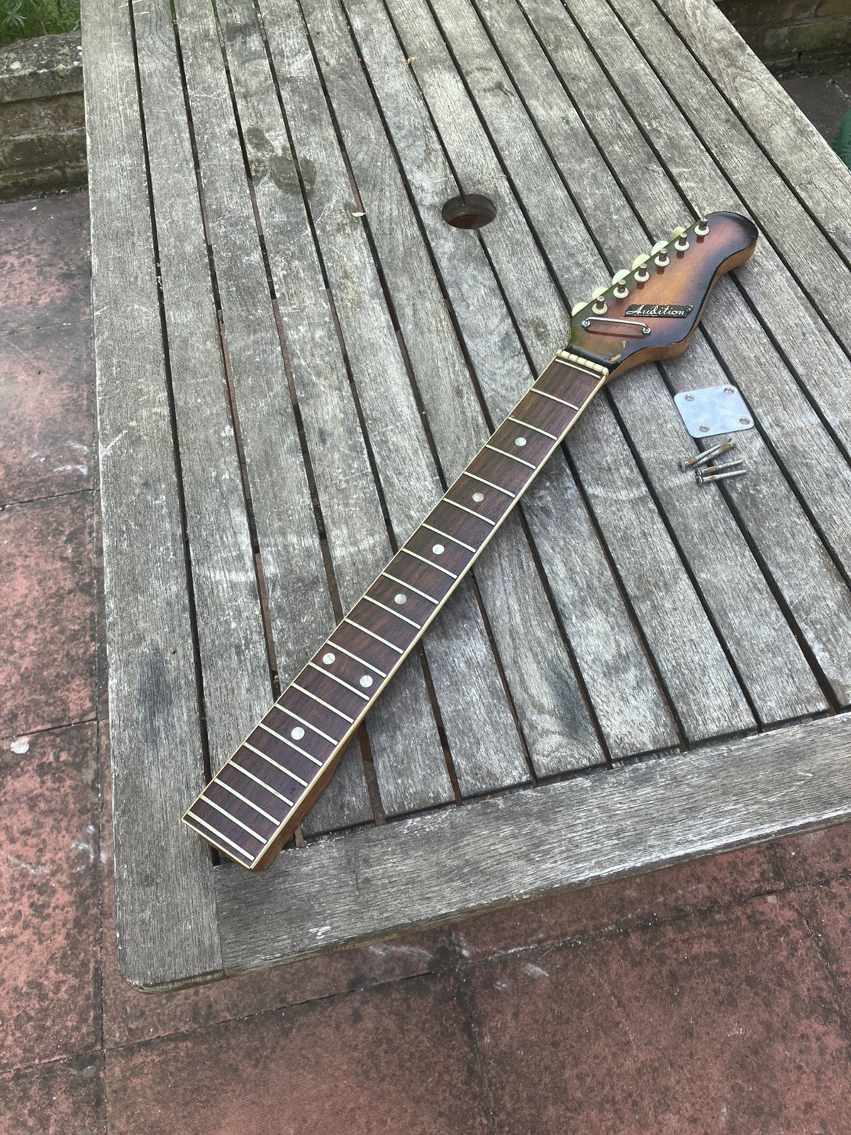 Vintage bound Teisco Audition guitar neck. Japan