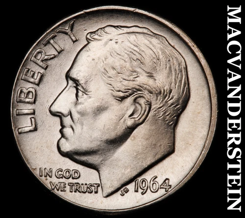 1964-D Silver Roosevelt Dime - Choice Gem Brilliant Unc  Lustrous  #i5016