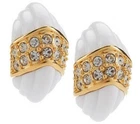 QVC Kenneth Jay Lane Goldtone Fluted Crystal White Demi Hoop Earrings