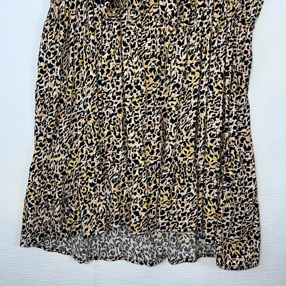 Hurley Flirty Dress Wild Party Women’s XL Animal Print V Neck Ruffle Hem - Image 4 of 4