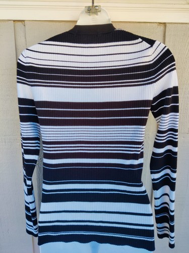 Michael Kors Womens Cardigan, Sweater, Jacket Black/White Striped size M - Picture 6 of 8