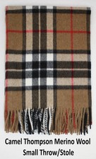 Scialle coperta Bronte Moon Highland tweed cammello Thompson tartan piccolo lancio