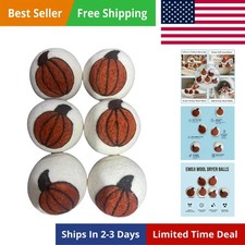 Quality Wool Dryer Balls - 6 XL Pumpkin Pack - 1000+ Loads - Pure Organic Woo...