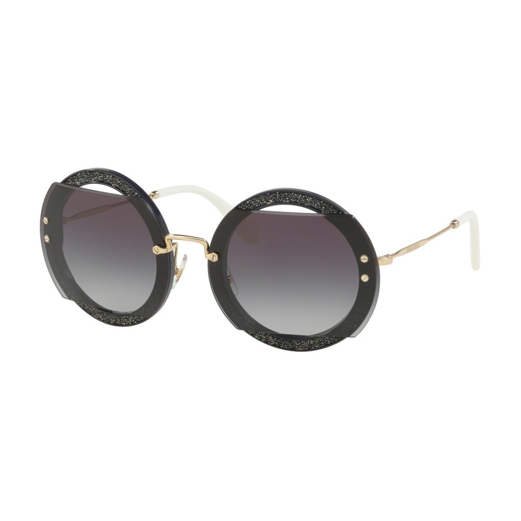 miumiu ブラック サングラス ゴールド装飾 Miu Miu MiuMiu 06S 06 VYU-5D1 Gold Black Glitter Gray