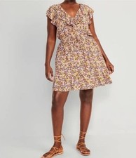 Old Navy Rebel Flutter SS Dress Ditsy Retro Floral Milkmaid Cottagecore Plus 2X