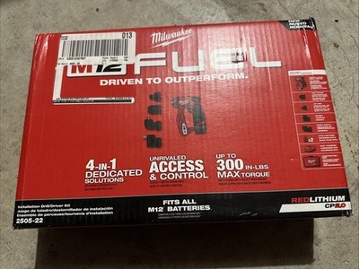 Milwaukee M12 2505-22 Fuel Cordless Drill Driver Installation Head Set New