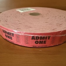 Admit One Raffle Tickets Roll of 2000 Made In USA Numbered RED MMF