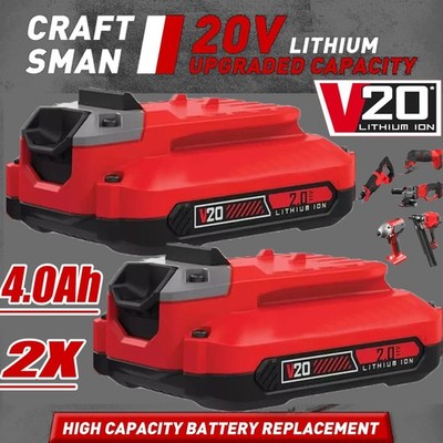 2PACK 4.0 For Craftsman V20 20 Volt MAX Lithium Battery CMCB204 CMCB202 CMCB201