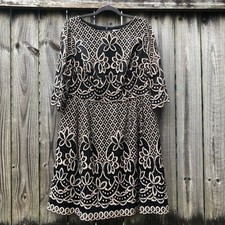 Eliza J Lace Sheath Dress Black Cream Size 14W Half Sleeve