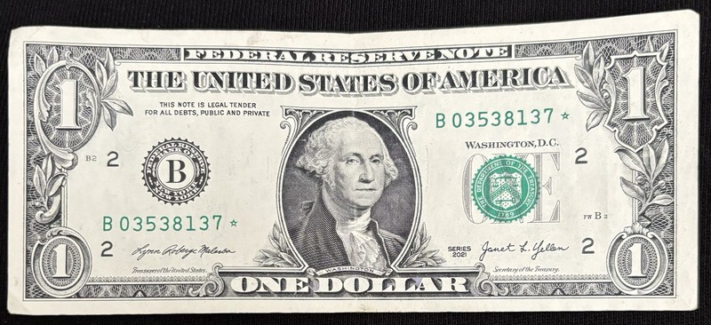 2021 New York $1 Bill Star Note ⭐️ Double Pair Note