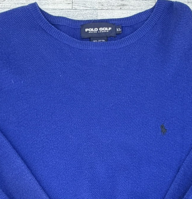 Vintage Polo Golf Ralph Lauren Sweater Mens XL Blue Cotton Crewneck Pullover