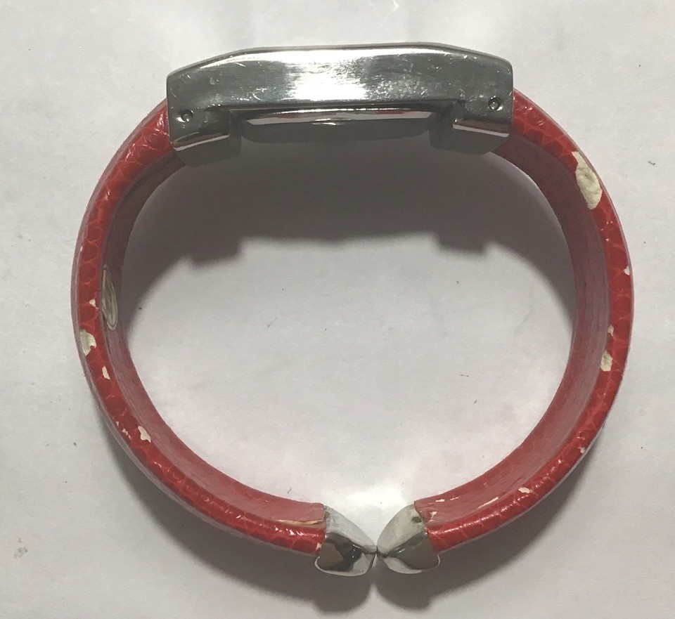 Geneva Ladies Cuff Watch Rectangular Face Red Ban… - image 5