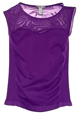 Soho Girl Dance Top Sheer and Stretch Sweetheart Bodice Purpl New Women One Size