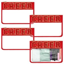 4 Pcs Cheer Makeup Bag Gift Set 11.8x8.2 Inches for Cheerleader Team Girls Cl...