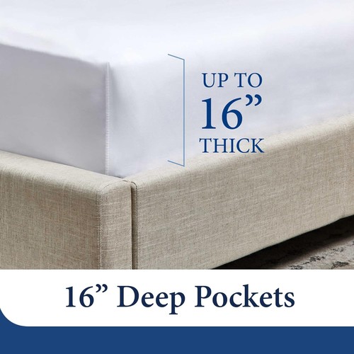 King Size Bed Sheets - Silver Luxury Sheet Set - Deep Pocket - King, - Picture 4 of 7