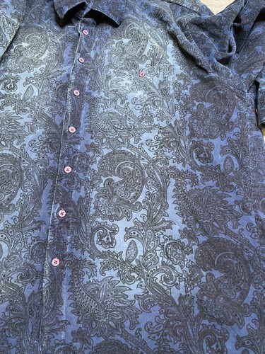 HAUPT Adult long Sleeve button corduroy paisley shirt mens Size XXL 18 Germany - Picture 8 of 13