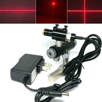 Focusable 650nm 80mw Red Dot/Line/Cross Laser Module 5V Adapter w/ 3-Axis Holder