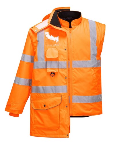 Portwest RT27 Hi Vis 7 IN 1 Sicherheit Verkehr Go / Rt Atmungsaktiv Wasserfest - Picture 10 of 10