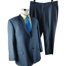 Tiglo Luxe Eur 52L US 48L Wool Gray Pinstripe Italian Novello 2pc Suit 40x28 FF