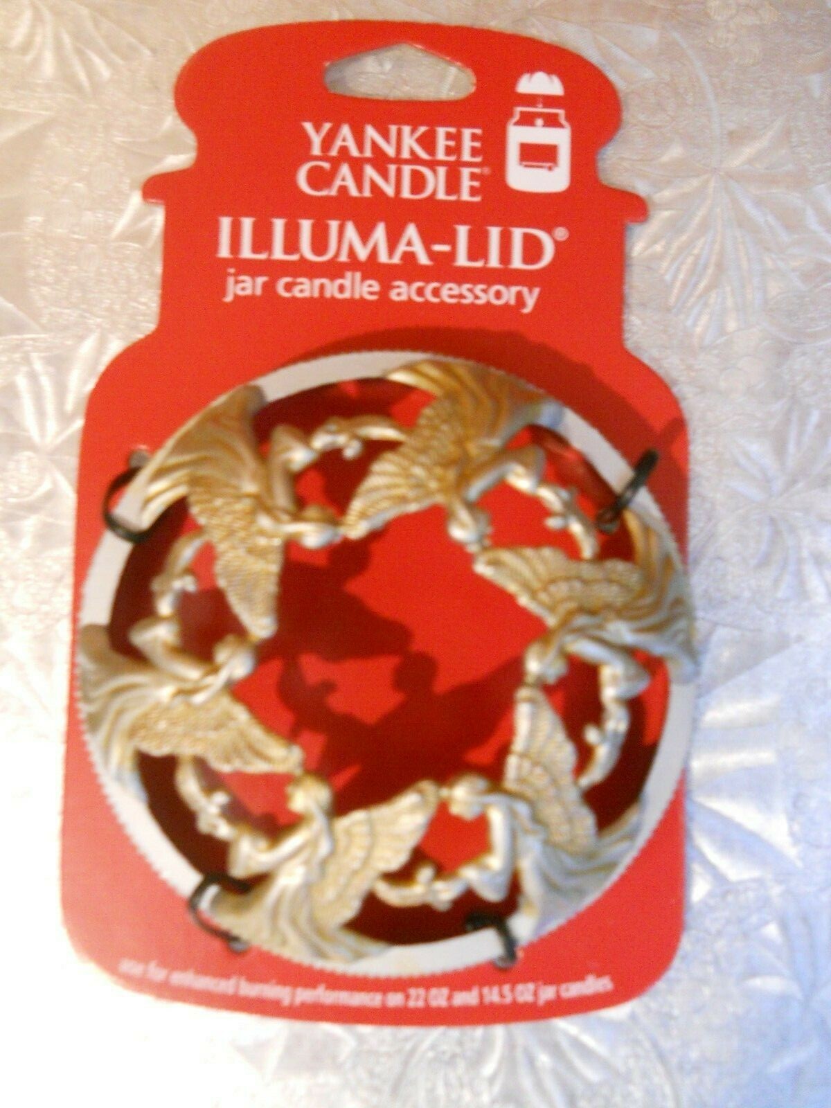 New Yankee Candle IllumaLid, Angel Silver/ Gold Christmas Jar Candle