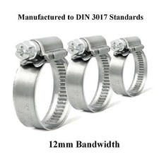 High Grade Worm Drive Jubilee Hose Clamps, 12mm Band W1 Zinc Coated Hose Clips