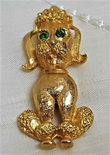 Broche Vintage Animalière - Chien Ou Chat - Métal Doré - Bijou Rétro