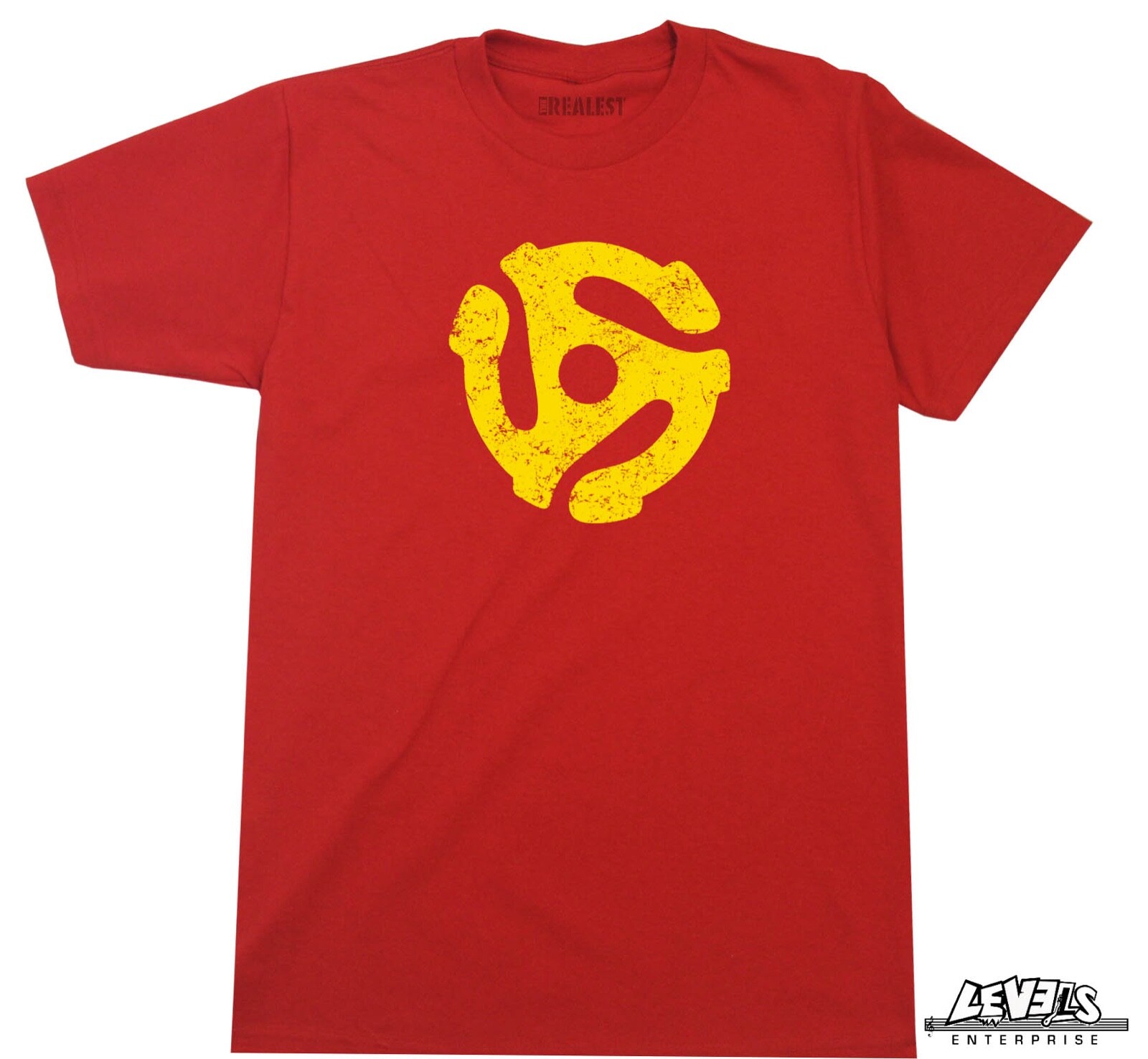 45 RPM RECORD ADAPTER T SHIRT DJ  TURNTABLE VINYL RECORD COLLECTOR BREAK BEATS