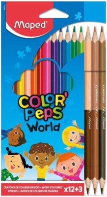 Maped Color Peps World Skin Tone Duo Tip Colouring Pencils (Pack of 15)