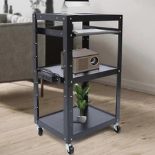 AV Cart Steel Rolling Cart Work Table Standing Desk Home Office Desk with Wheels