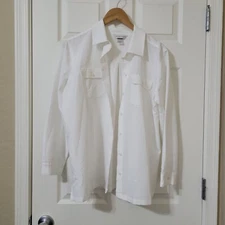 Christopher & Banks Women's White Button Up Long Sleeve Dress Shirt - Size Large
