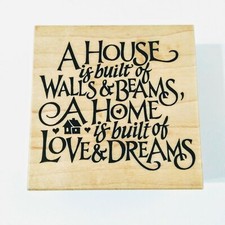 PSX Designs 1995 Rubber Stamp G-1434 House Walls Beams Home Love Dreams 3" Wood