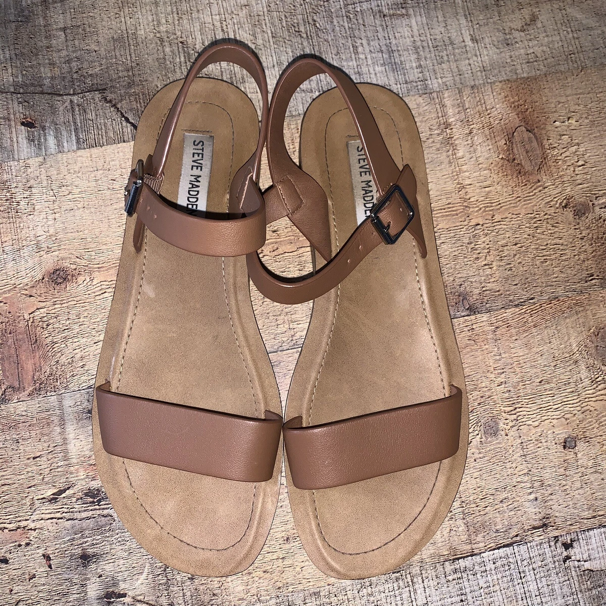 Steve Madden Ankle Strap Cognac Preppy Sandals Woman s 9.5 League