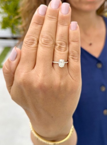 Oval Cut Diamond Engagement Ring IGI Certified 14k Solid White Gold Bridal 1.70 - Picture 4 of 15