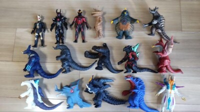  Lot of 16  Ultraman Kaiju Monster Set Soft Vinyl Sofubi Figure Bulk Japan 82