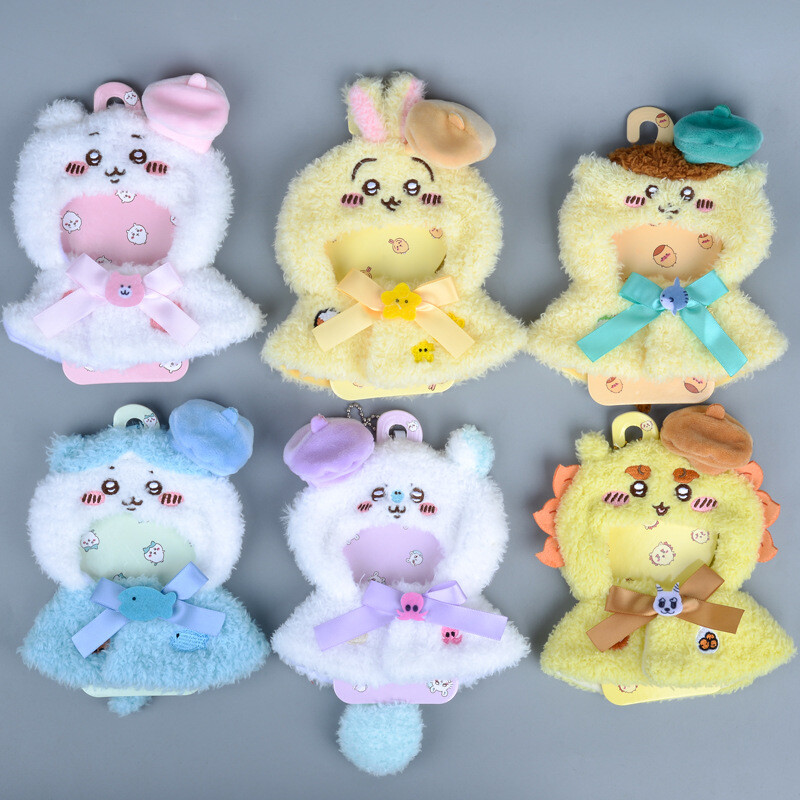 Chiikawa bear fuzzy mini doll clothes headband plush pendant cloak