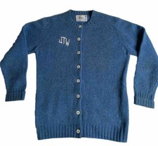 Deans of Scotland Vintage Shetland Wool Women's Blue Cardigan, Size 36