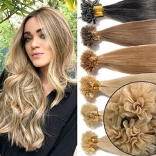 AAAAA 1G/S Keratin Pre Bonded Nail U Tip Glue Remy Human Hair Extensions Thick