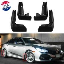 4x Black Front Rear Splash Mud Guards Flaps For Honda Civic 4dr Sedan 2016-2020