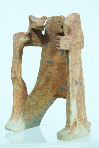 Sculpture design grès minimaliste Lodereau La Borne Homme au loup céramique - Photo 5 sur 9