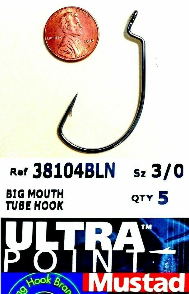 100 Mustad Beak live bait Fishing Hooks / 92677-NI Size 5/0 Nickel Finish  for sale online