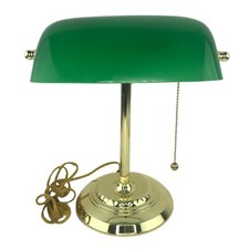 Banker Lawyers Desk Table Lamp Green Glass Shade Underwriters Laboratories Retro