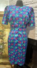 Vintage PAPELL Petites 1980s Geometric Button Up Secretary Dress Size 10