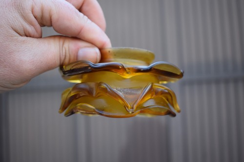 set 4 antique amber colour glass tulip shades replacement sconces chandelier - Picture 4 of 6